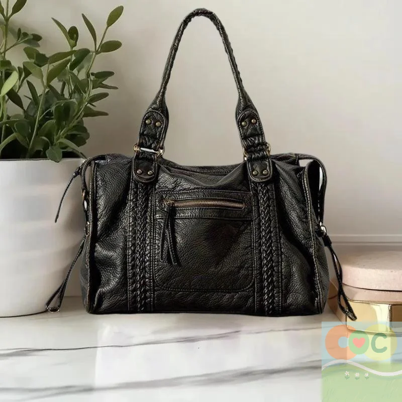 

Шикарная большая сумка в стиле панк в стиле ретро, мягкая кожаная сумка большого объема, универсальная сумка через плечо для ежедневного использования и путешествий, отличный подарок