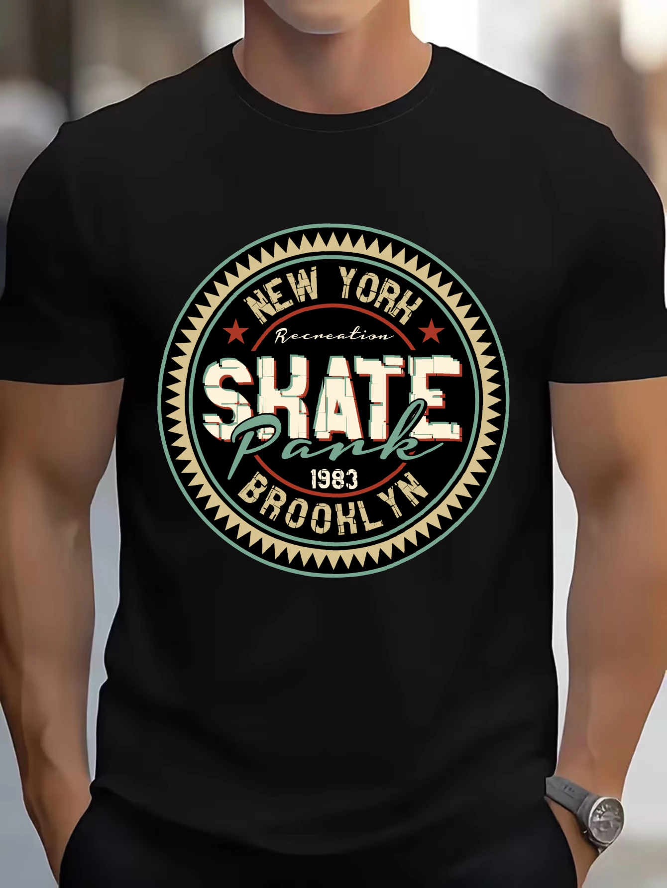 

Retro Skate Co. Logo Graphic T-Shirt for Men, Classic Skate Style Short Sleeve Tee, Casual Skateboard Print Tops