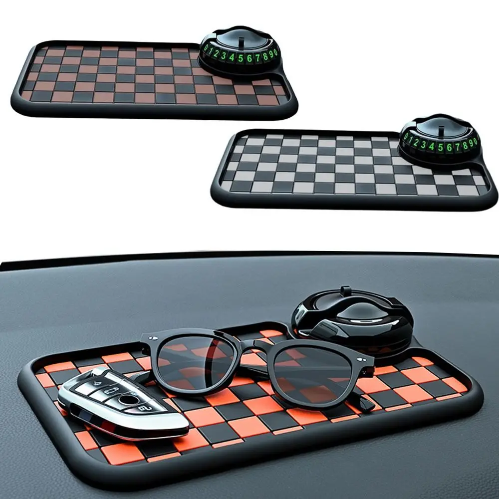 

Wear Resistant Dashboard Anti Slip Mat with Parking Number Plate Rotatable Car Phone Holder Multifunctional Simple Installation