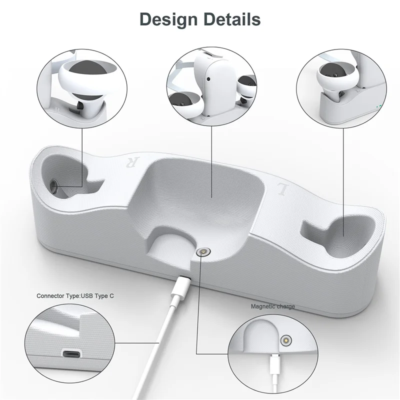 Dock di ricarica per controller auricolare, stazione di ricarica per caricabatterie per controller 2 touch