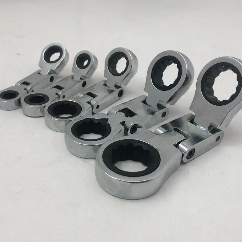 5Pcs Short Handle Ratchet Wrench With Movable Head Quick Double End Wrench