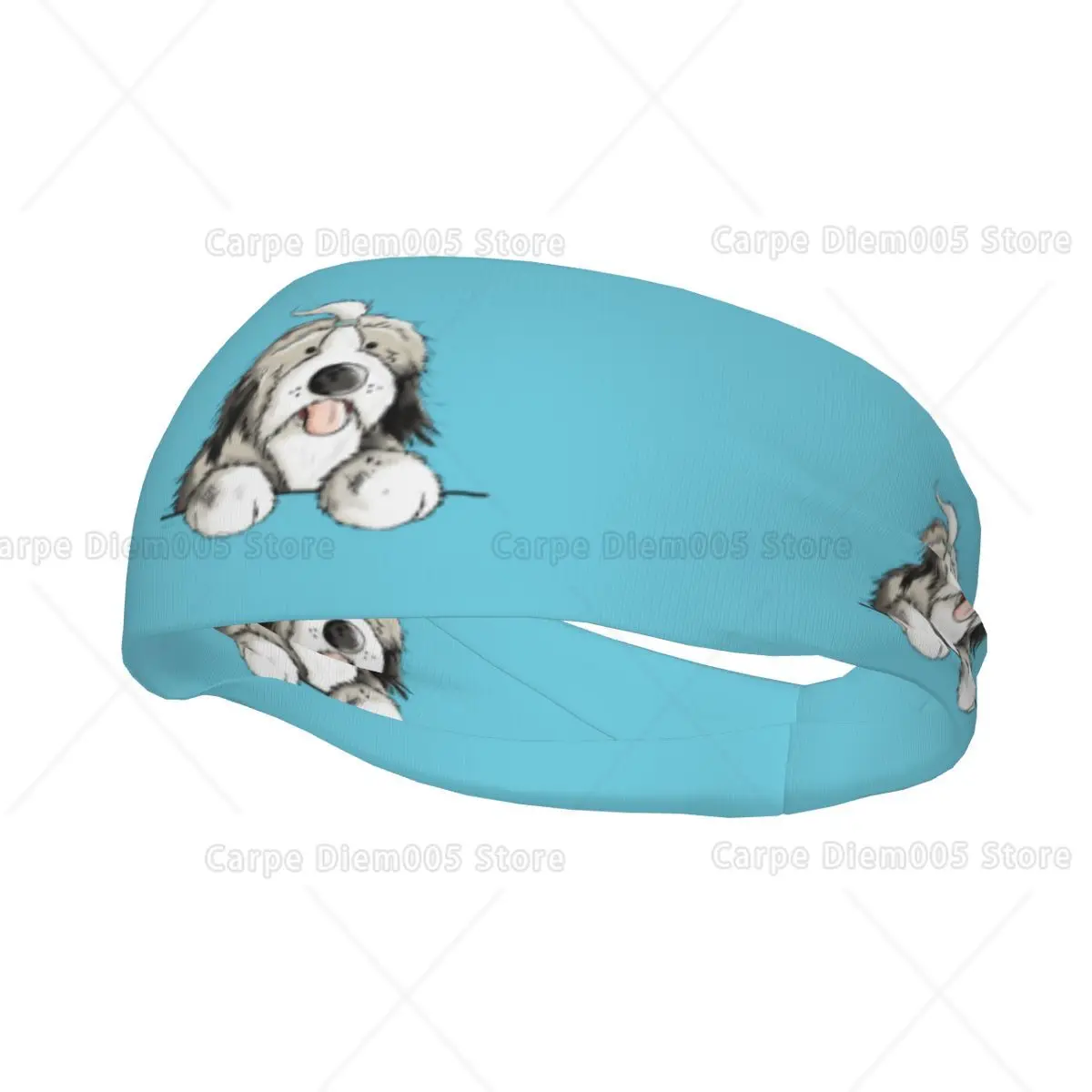 

Dog Blue Print Sweatbands Sports Headband for Men Women Soft Headbands for Indoor Outdoor Cycling Hair Accessories