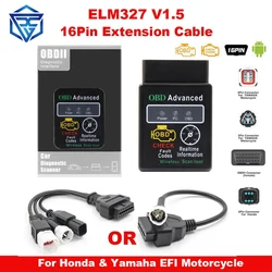 ELM327 V1.5 Bluetooth for Yamaha Y15 V1 V2 V3 Y15ZR for Honda EFI Motorcycle Motorbike 3+4+6pin To 16pin OBD ELM 327 Fault Code