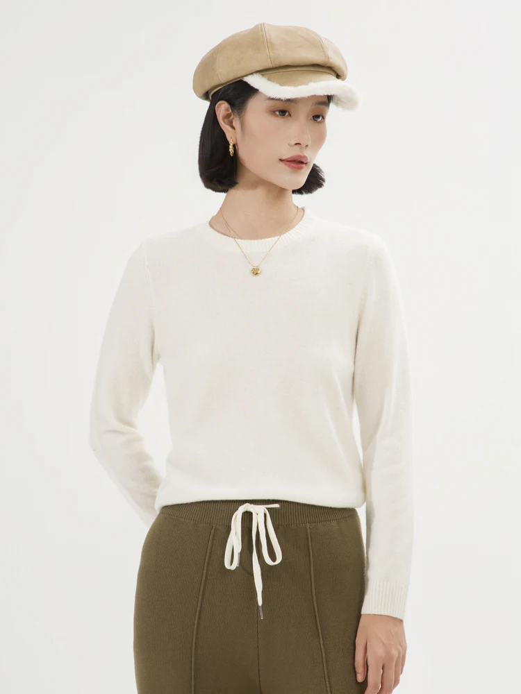 

Autumn Winter Basic Pullover Sweater Women's Knitted Clothes 100% Cashmere Sweater Crew Neck Pullover Commuting Inside Join Tops
