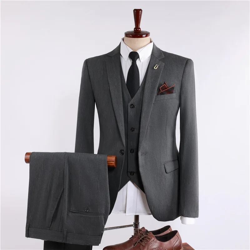 

Slim casual striped wedding groom suit186