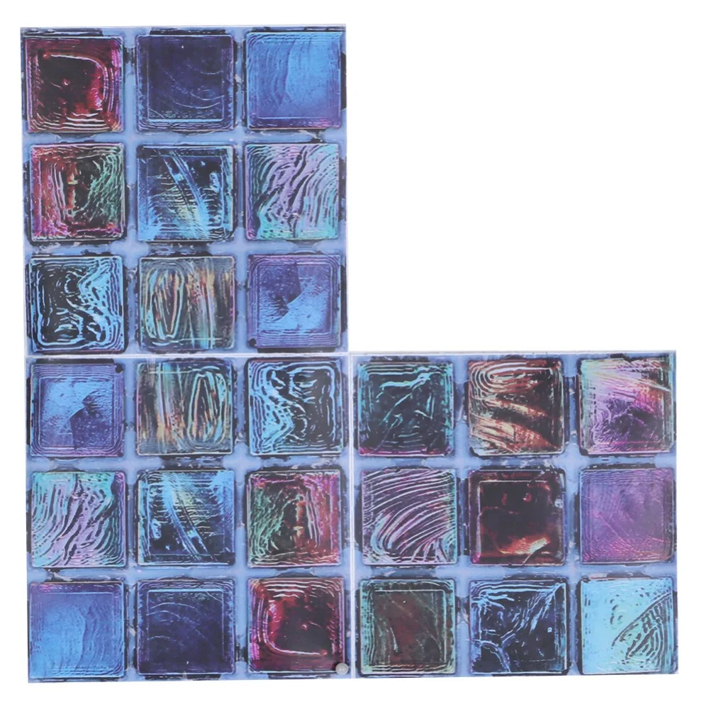 18pcs Tile Reface PVC Tile Sticker blue Square Peel And Stick Tile Self‑Adhesive 78.7x7.9in Wall Tile Decal Home Improvement