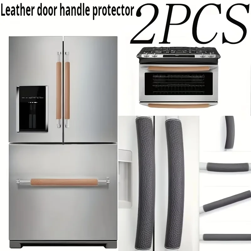 2PCS Thickened Faux Leather Kitchen Refrigerator Door Handle Covers Microwave Anti Slip Cover Dishwasher Anti Collision Cover
