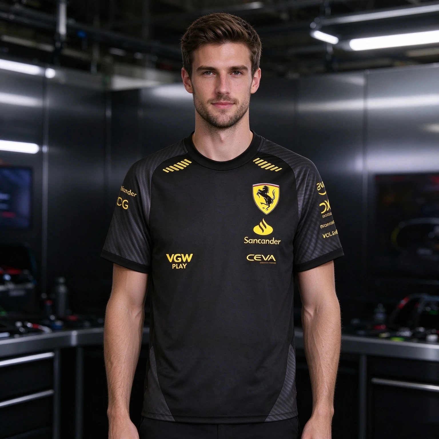 Formula 1 Race Replica Motorsport T-Shirt, Black Performance Short Sleeve Casual Sport T-Shirt