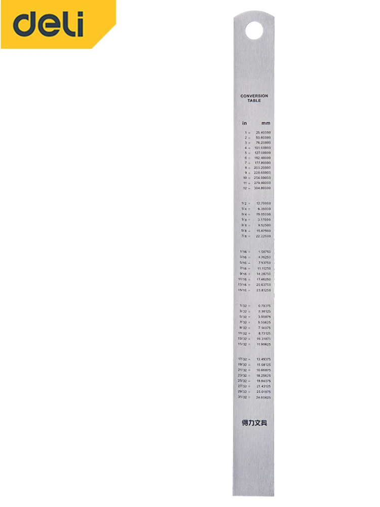 Imagem -04 - Deli Régua Reta Precisão 1530cm Plana Grosso Metal Medição Escala Ferramentas Escritório Suprimentos Aço Inoxidável