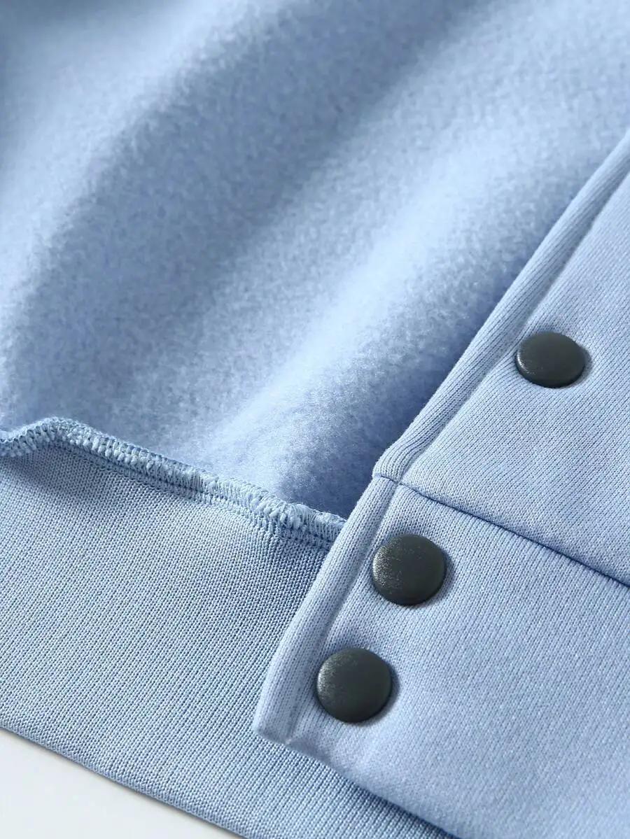 Oversized Light Blue White Color Block Baseball - Streetwear Vintage Inspired Soft Fabric Casual Coat For Men & Women