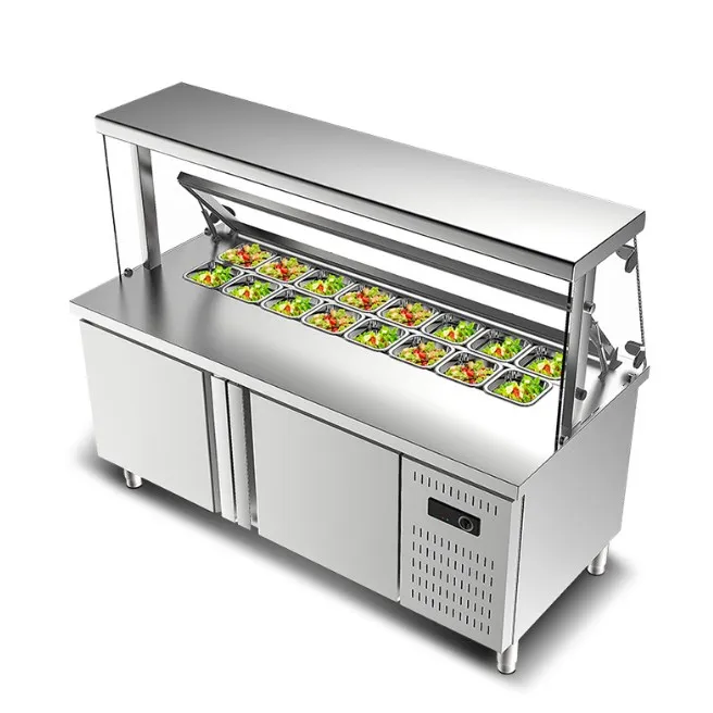 Commercial Refrigeration Salad Bar Counter Top Pizza Refrigerator Salad Freezer Fridge Sandwich Prep Table Chiller