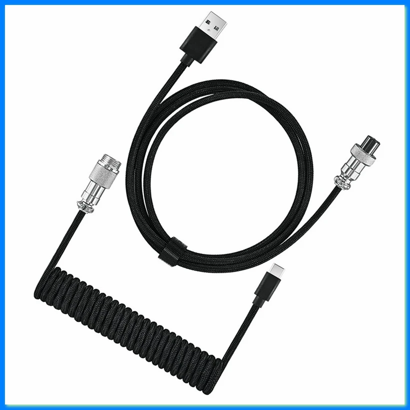 Mechanical Keyboard Adapter Coiled Cable TypeC Phone Charging Cord USB Keyboard Aviation Connector Wire for Desktop PC,D-A75P