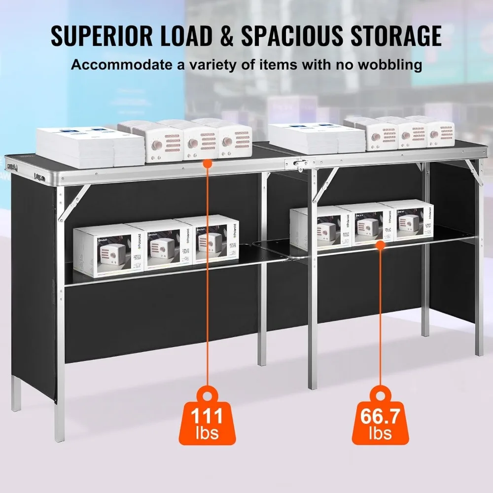 طاولة بار محمولة قابلة للطي للعروض التجارية والحفلات والأماكن الخارجية والمعارض - تدوم طويلاً ومتعددة الاستخدامات مع حقيبة حمل #5