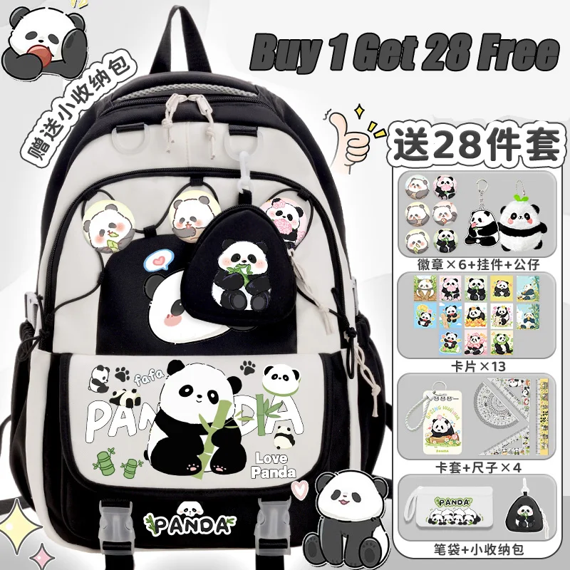 2025 New Chinese Cute Panda Flower Backpack for Girls, Lightweight and Spacious Backpack for School