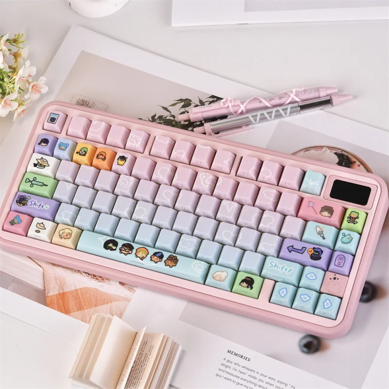 Doubleshot Keycaps Set 126 Keys Cherry Profile Side Print Shine Through Custom PBT Keycaps For 60% 65% 75% Mechanical Keyboard