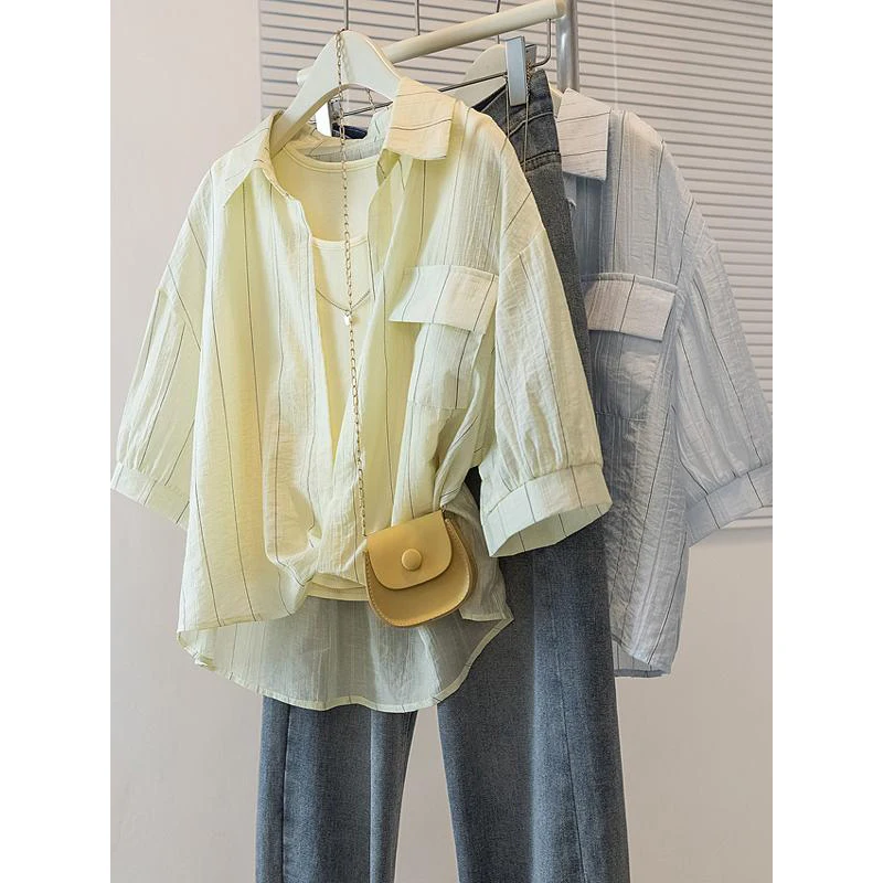 

Женские летние новинки больших размеров, молодежные свободные модные художественные солнцезащитные топы, модный воротник с обратным ходом, стринги...