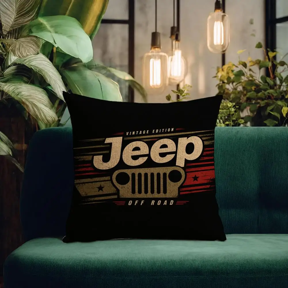 Brand Jeep Cushion Cover Natural Linen Pillowcase Set Cushion Cover for Sofa Bedroom Chair