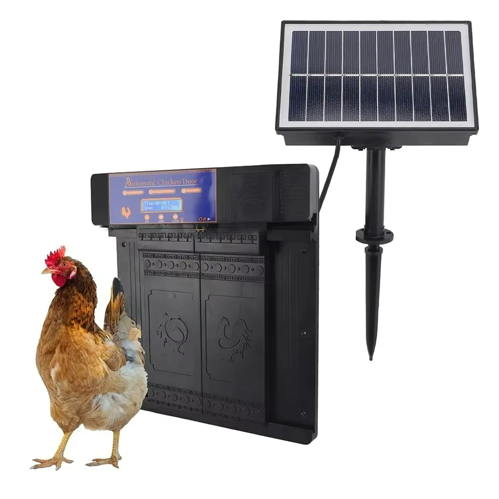 

Electronic Solar Powered Chicken Coop Door Automatic Open Close Farming Smart Solar Chicken Duck Cage Coop Auto Door
