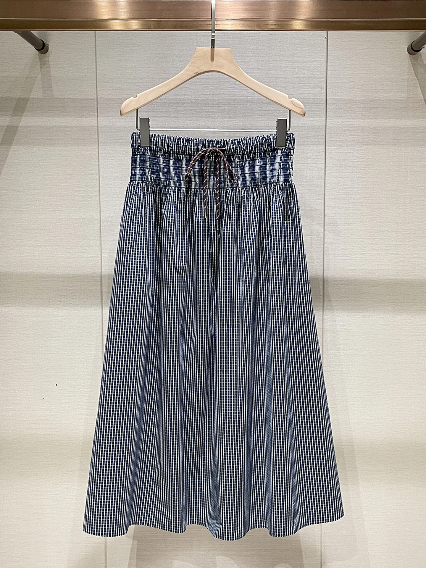 

Юбка А-силуэта с высокой талией и эластичным поясом на завязках, повседневный стиль, клетчатый узор, весна 2026, новинка, женская, F...