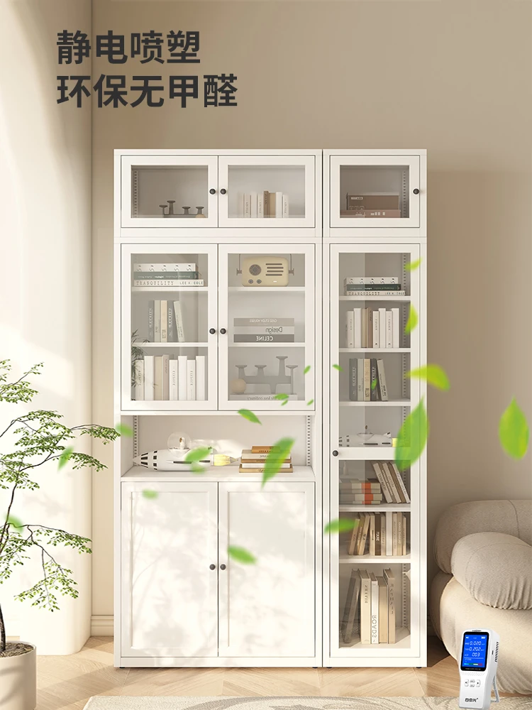 

Wrought iron bookcase, locker, household living room, simple locker, glass dust-proof display cabinet, student book storage