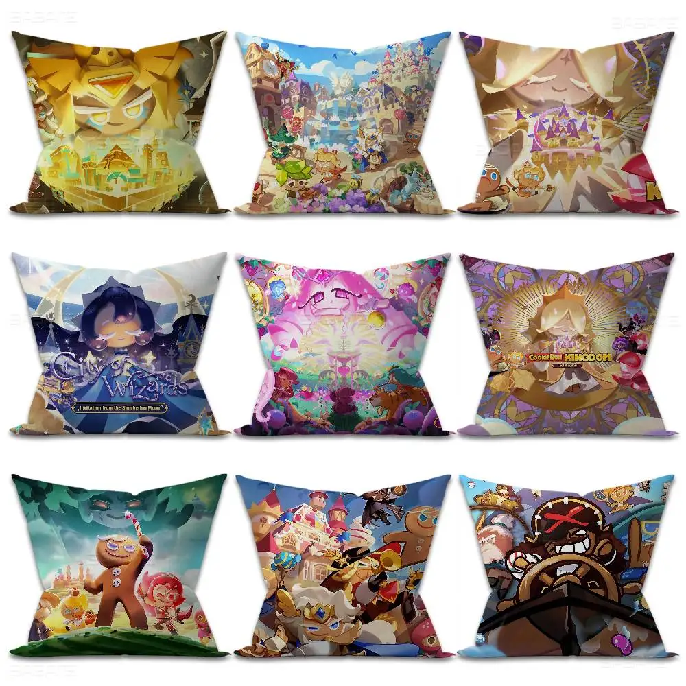 Game C-Cookie run K-ingdom Pillow Covers Cartoon Sofa Decorative Home Double-sided Printing Short Plush Cute Cushion Cover
