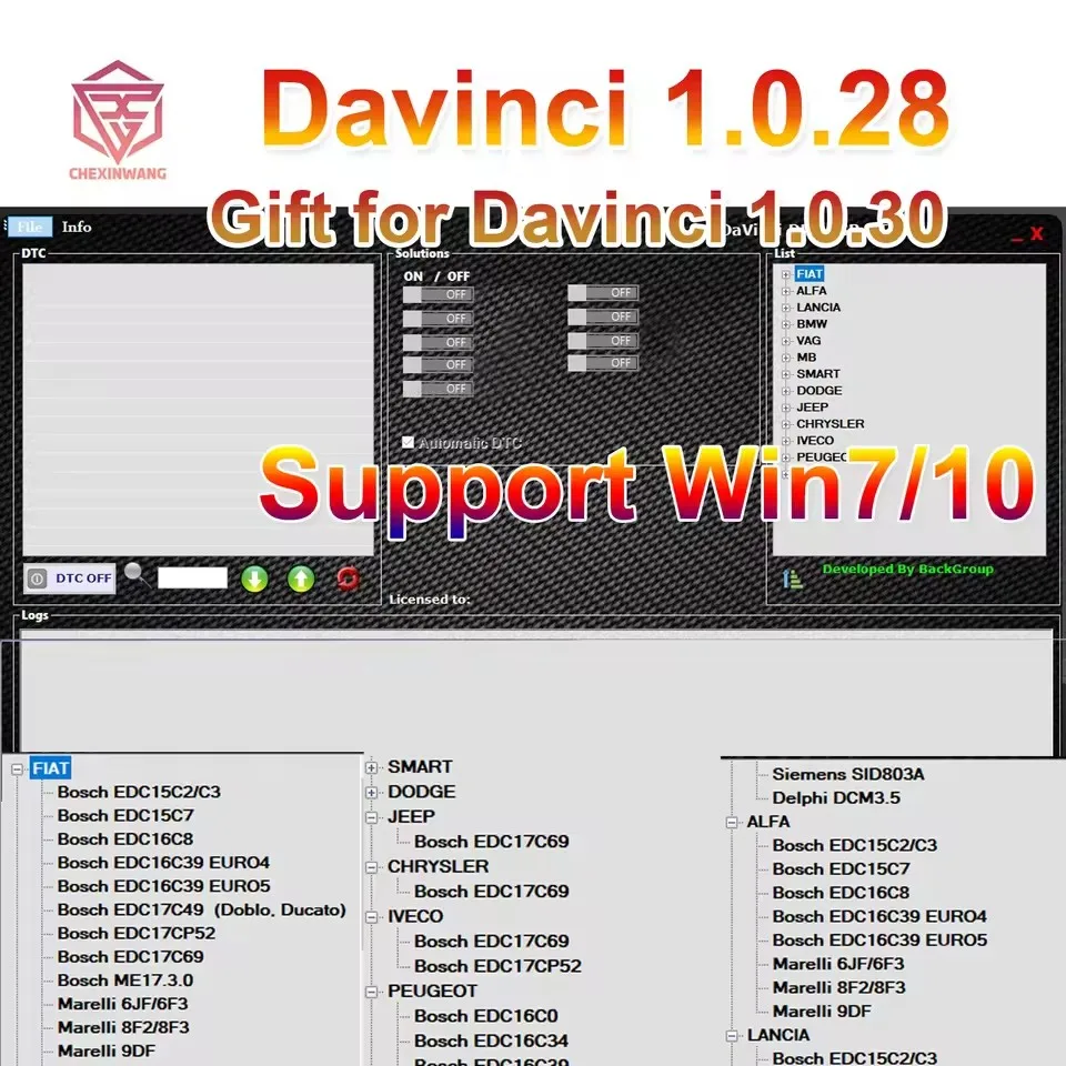 

2024 Davinci 1.0.28 PRO Software Support Win 7/10/11 Davinci 1.0.30 Work on KESS/KTAG