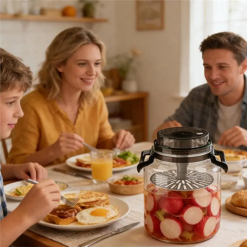 AB46-Jar Airtight Round Storage Canister Handle Fermentation Container Brewing Kitchen Pantry Countertop Food Crock