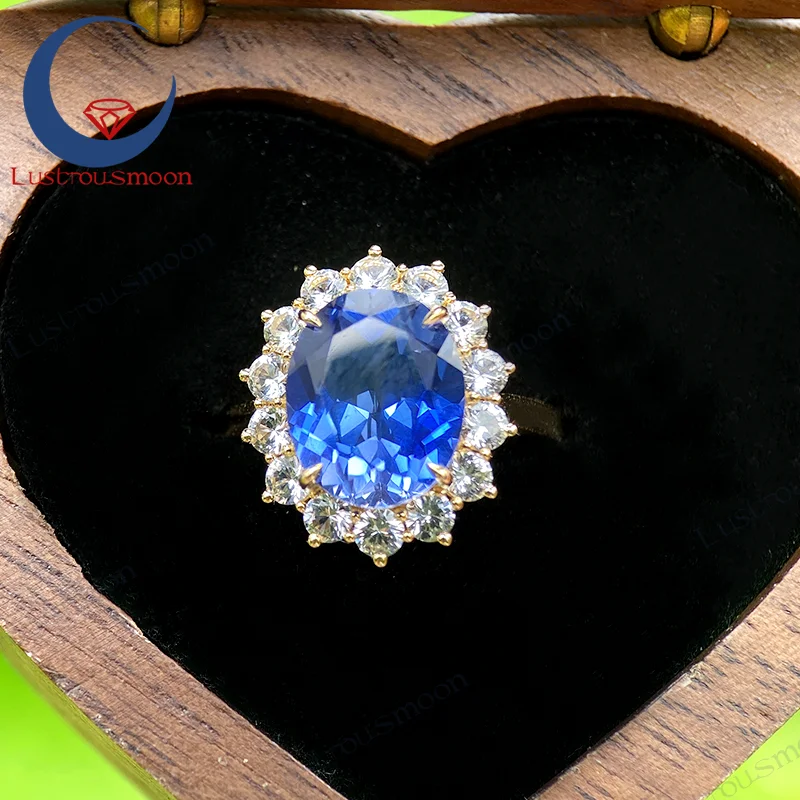 

Кольцо с сапфиром, выращенные в лаборатории драгоценные камни, овальная огранка, ювелирное изделие, подарок, кольцо из желтого золота 9 карат, отличный дизайн для дня рождения, годовщины, королевский синий цвет