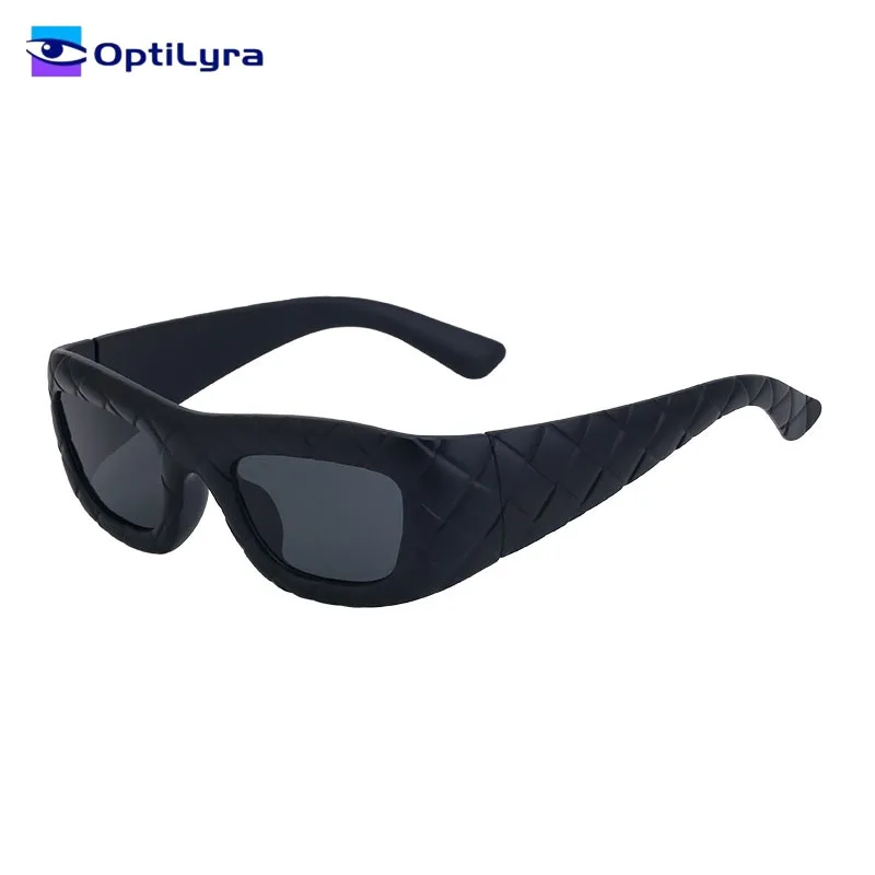 

OptiLyra Brand Fashionable Woven Grid Square-Framed Sunglasses Both Men And Women UV400 Must-Have For Outdoor Travel