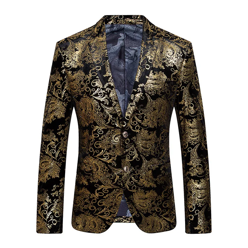 

Bronzing Floral Business Casual Blazers For Men Oversized Luxury Four Seasons Quality Draping Cutting Party Suits Coat Boutique