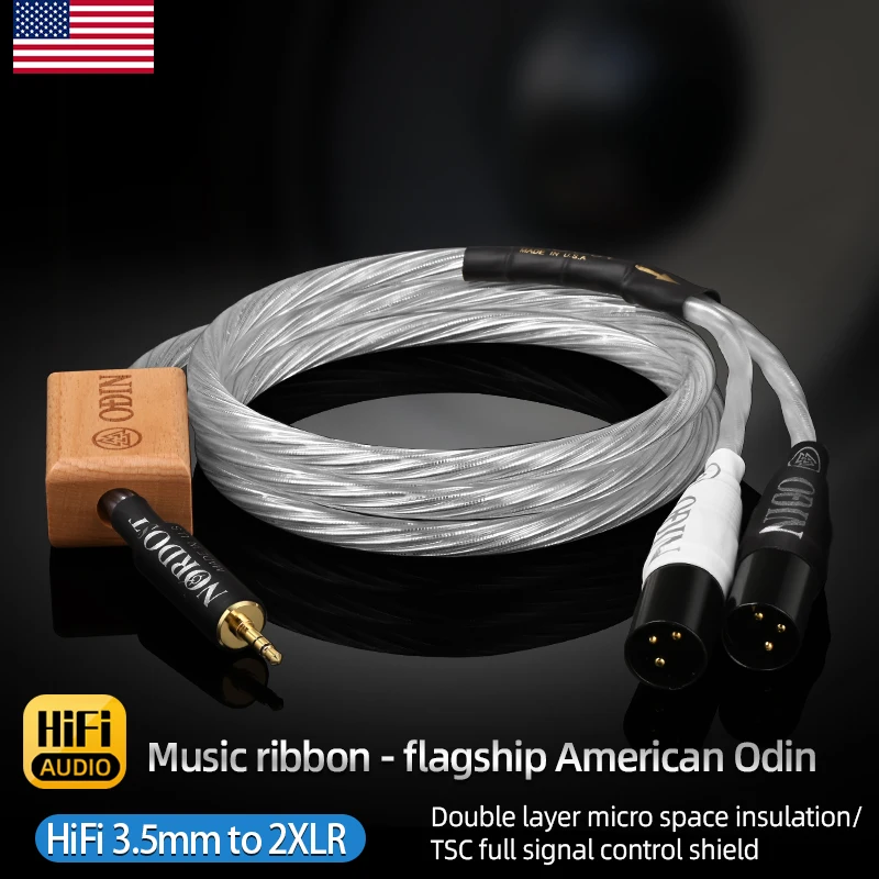 Odin HiFi 3.5mm to 2XLR Cable Hi-end Pure Silver 3.5 Stereo Jack to 2XLR Male /Female  Audio Cable for Amplifier Speakers Mixer