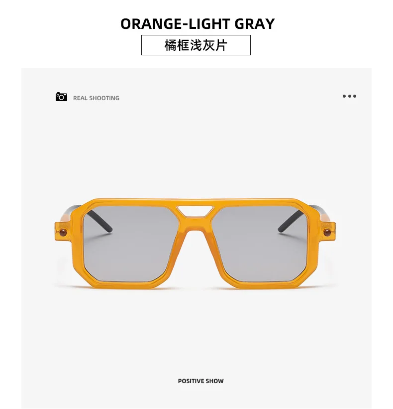 Neue modische quadratische Sonnenbrille für Damen und Herren, Vintage-Markendesigner, Punk-Sonnenbrille, klare Gläser, Spiegelbrille – Detail 38