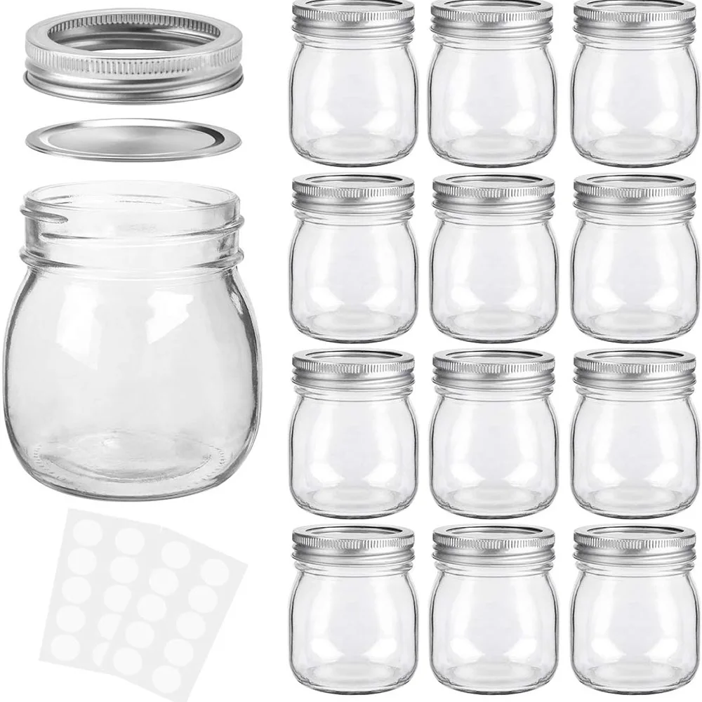 Mason Jars 10 oz With Regular Lids and Bands,Ideal for Jam,Honey,Wedding Favors,Shower Favors,DIY Spice Jars