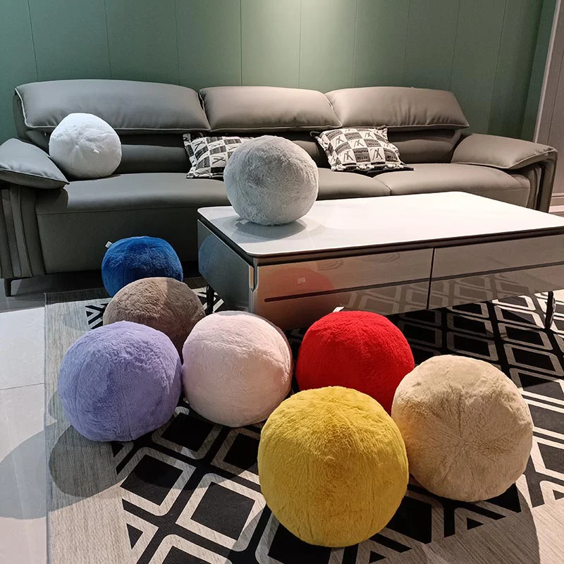 30cm Colorful Nordic Wind Super Soft Plush Ball Throw Pillow White Yellow Red Pink Blue Brown Round Plush Ball Home Decoration