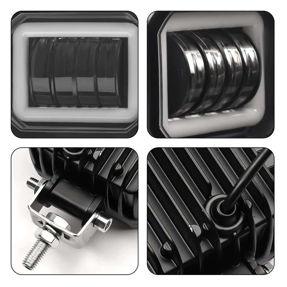 1/2pc Fog round or square headlight for auto/motor vehicles and electric scooters Arctic 12-80V, Arctic V3+, 4 lenses