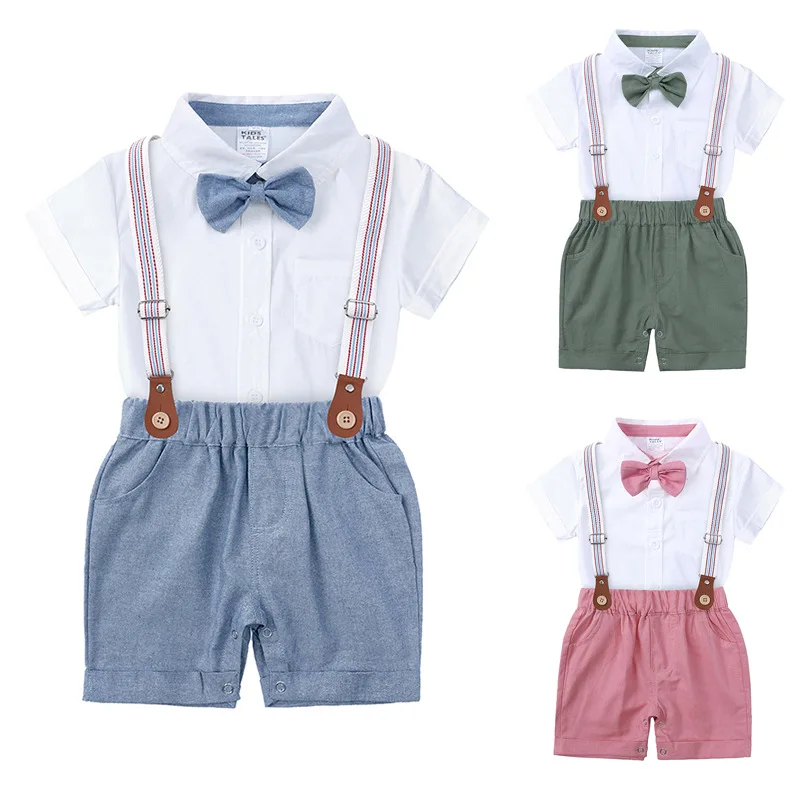 

Boys Summer Sets Clothing Short Sleeve Jumpsuits Infant Cotton Romper Pants Suit Newborn Bodysuits Male Two-piece 0 To 12 Months