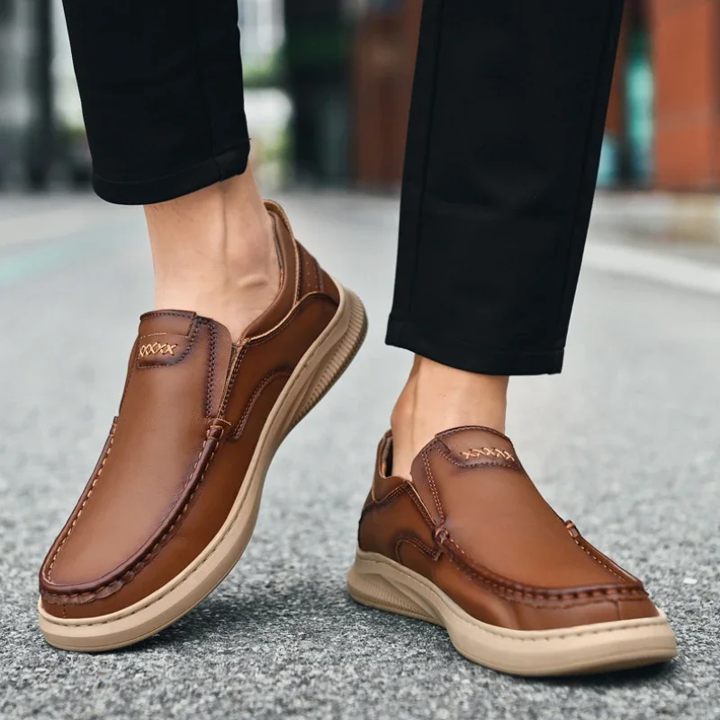 High Quality Handmade Dress Shoes for Men Luxury Genuine Leather Summer Casual Shoe Slip-on Comfortable Genuine Leather Loafers