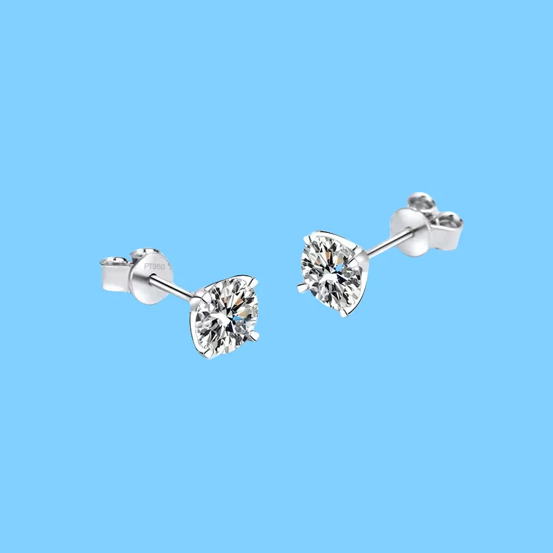 

Engagement PT950 Platinum Earplug Stud Earrings Women Wedding 1/2CT Moissanite Diamond Girl Birthday Gift Daughter Fine Jewelry
