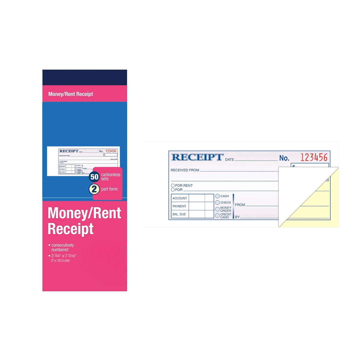 1pc rental receipt book, sales order book, 2 parts carbonless copy