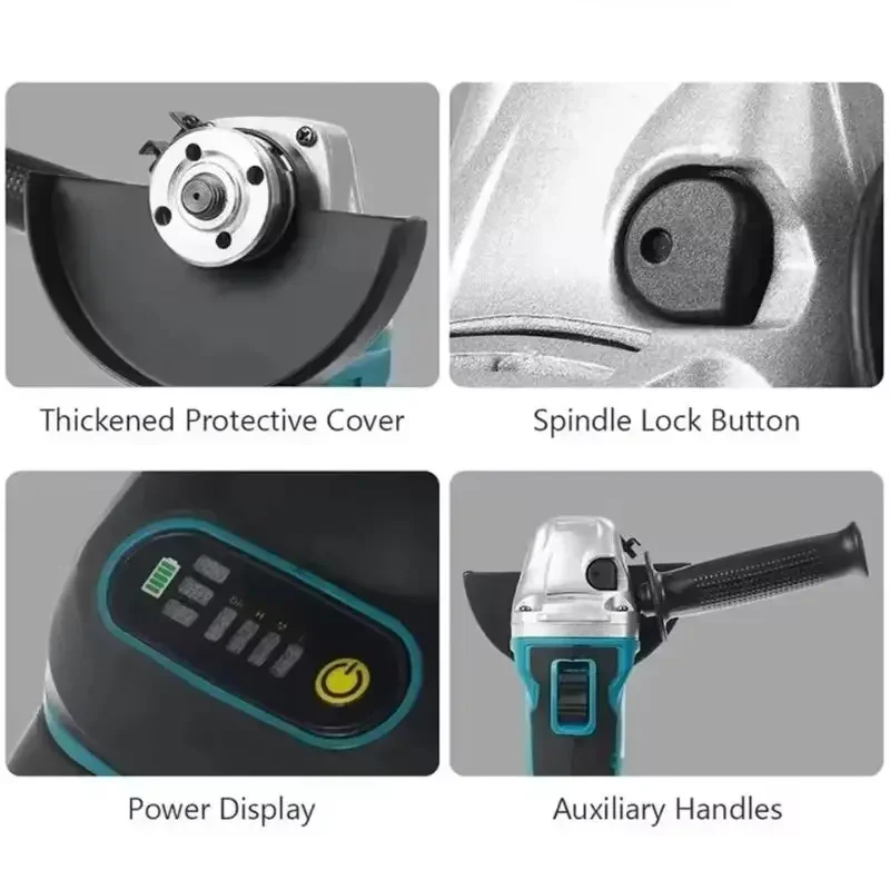 Makita DGA404 18V LXT Rebarbadora sem escova, capacidade de 100 mm/125 mm, engrenagem de 4 velocidades para corte e polimento, rebarbadora de metal