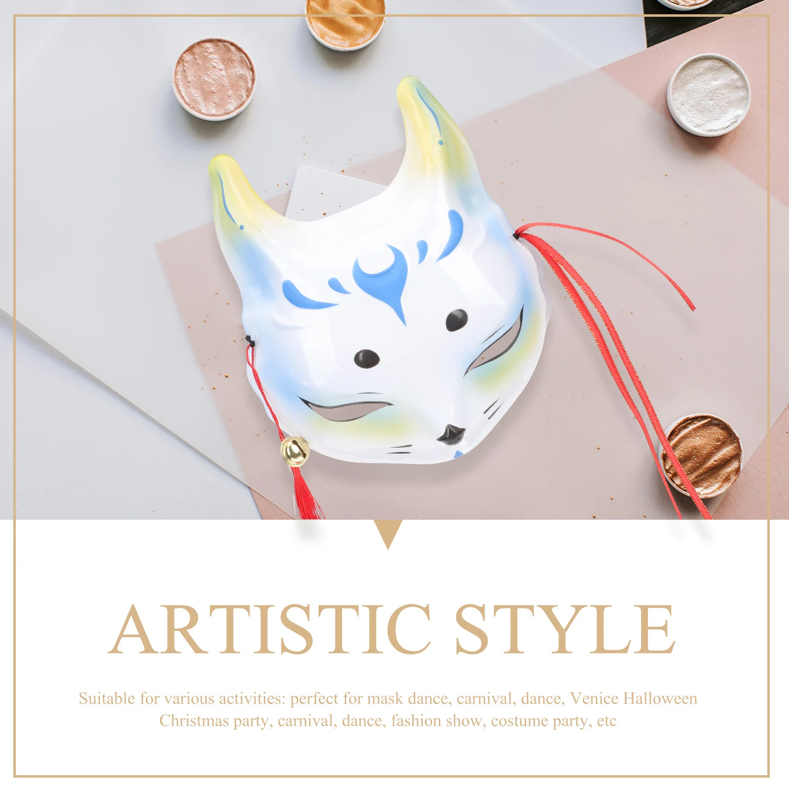 

2Pcs Fox-Style Eye-Catching Half Face Masks Halloween Costume Party Decor Supplies Fox-Style Mask Halloween Party Decor