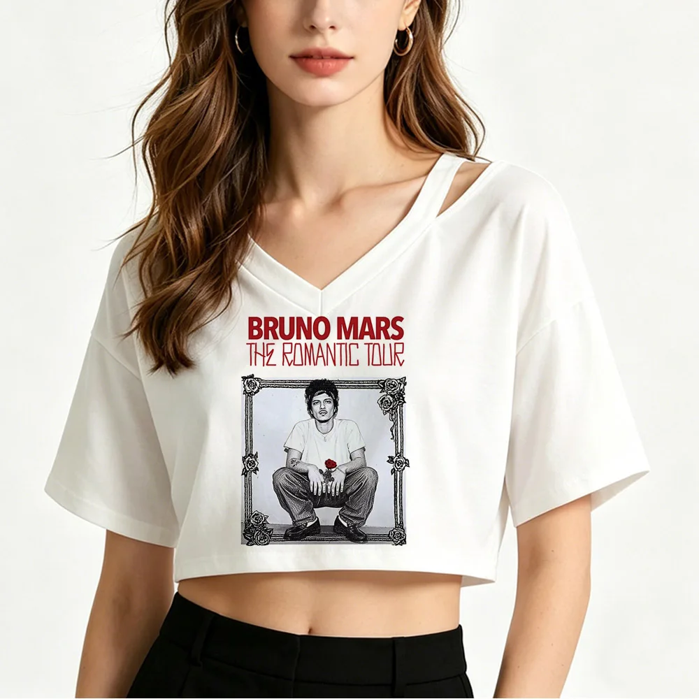 Bruno Mars crop top female goth korean fashion graphic gothic meme t-shirt baddie meme streetwear goth