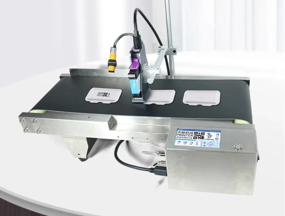 

SP130 Automatic Tij Printer With Conveyor Belt Bottle Case Wire Facemask Plastic Date Batch Number Expiry Date Inkjet Printer
