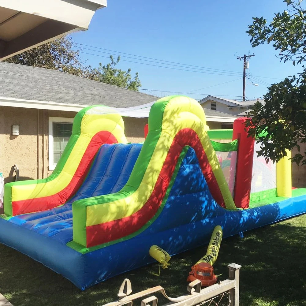 Castillo de salto inflable gigante de 6,5x3x2,5 m, casa de rebote grande con tobogán grande, tobogán inflable para obstáculos