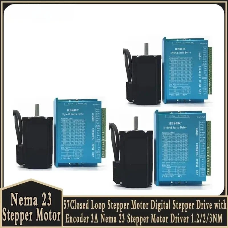 2026 New, High Quality, Nema23 Closed Loop Stepper Motor Drive Kit 1.2/2/3Nm Easy Servo 8mm Shaft 2 Phase with Cable for