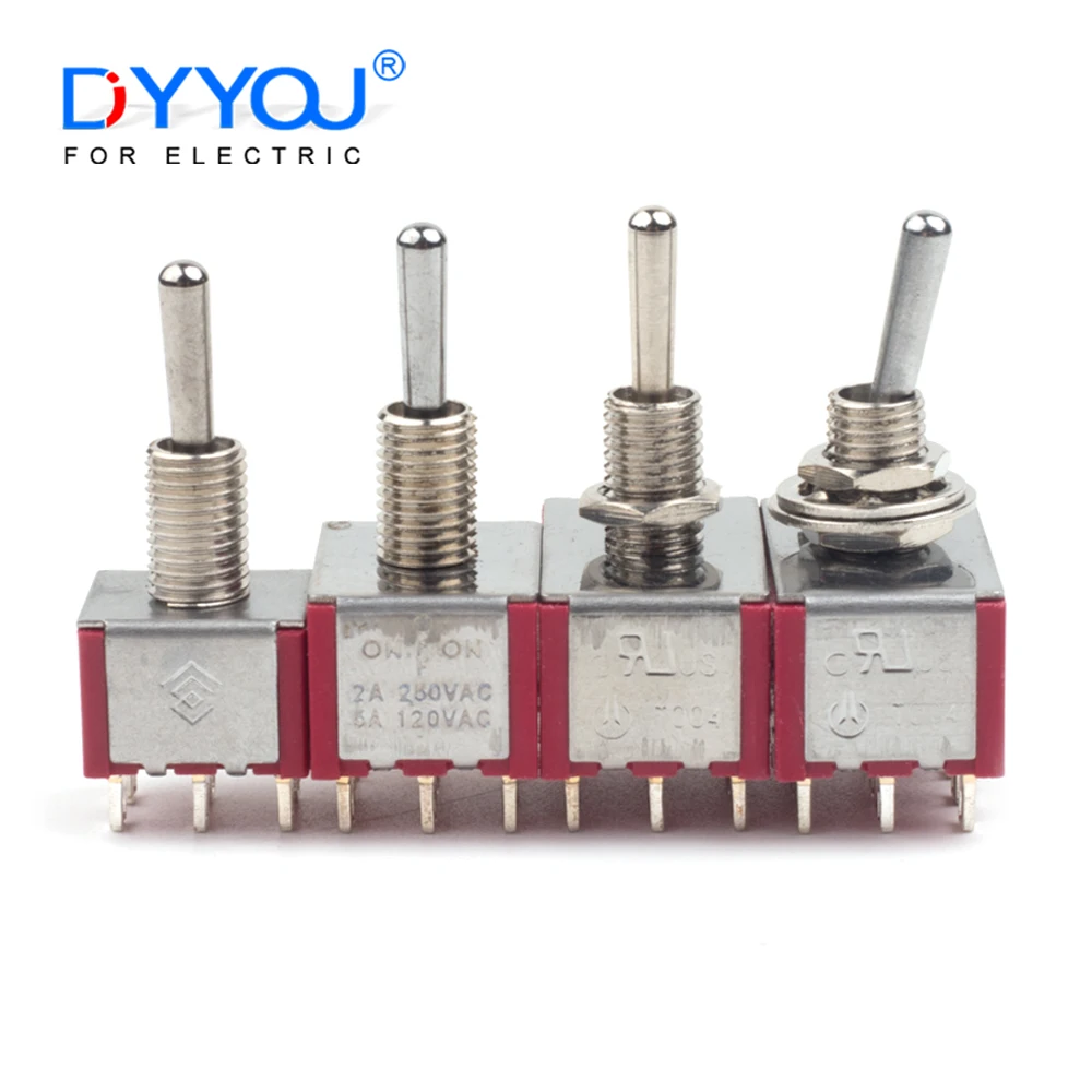 

5PCS 6mm Miniature Toggle Switch 3/6/9/12 Pin MTS-102/103/202/203/302/304/402/403 ON-OFF-ON 5A125V 2A250V Electrical Equipment