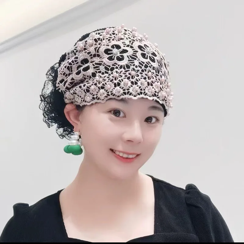 หมวกคลุมศีรษะแบบมุสลิม สำหรับผู้ป่วยมะเร็ง หมวกเคมีบำบัด ผ้าโพกหัวผู้หญิง ประดับลูกปัด ปักลาย ผ้าโพกหัวสำหรับผู้หญิง ระบายอากาศได้ดี เหมาะสำหรับฤดูร้อน