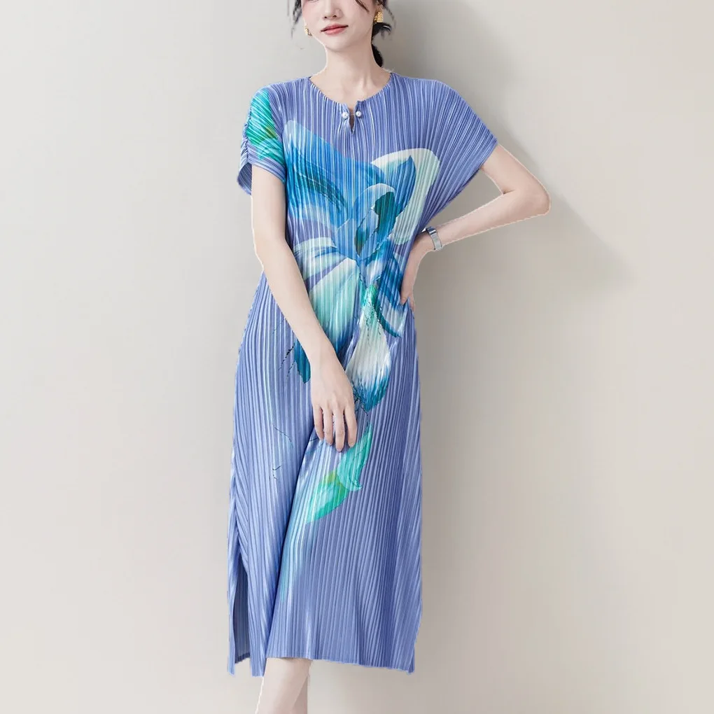 Printed skirt with a summer high-end feel, 2024 new generation of lifelong fashion, French skirt, loose pleated dress