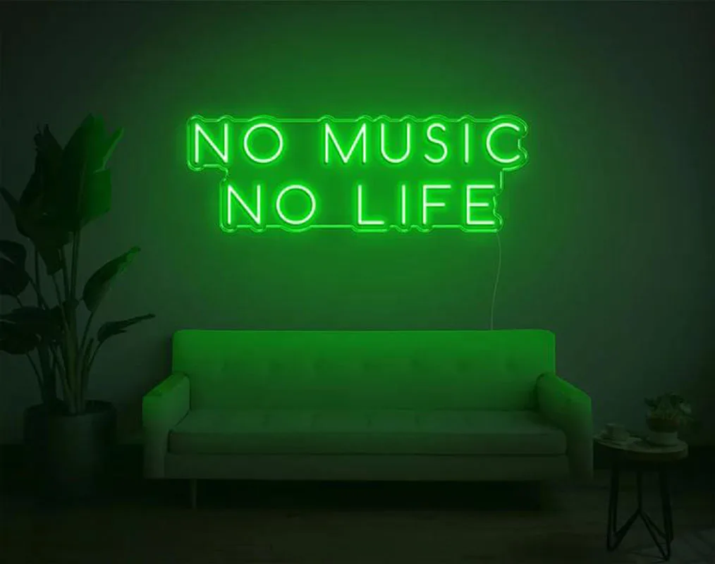 Custom Logo No Music No Life  3D Led Flex Transparent Acrylic Plexiglass Neon Sign Light Letter Board Party Background Decor