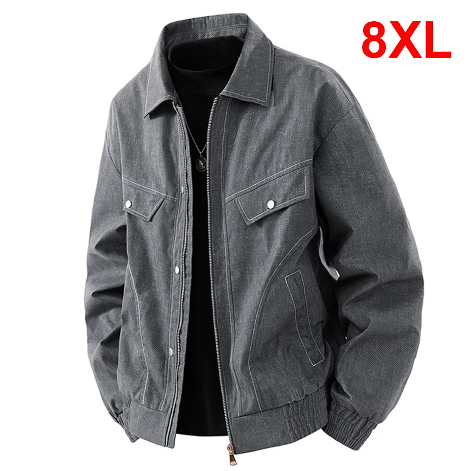 

Винтажная мужская куртка 8XL, куртки-карго больших размеров, модное повседневное пальто, мужская весенне-осенняя верхняя одежда, большой размер 8XL